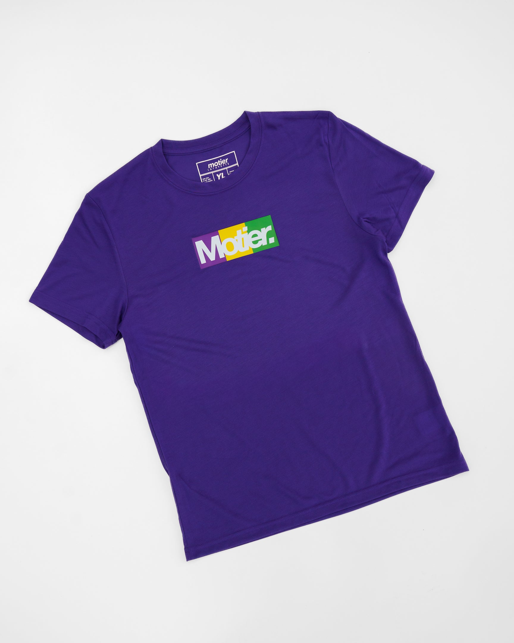 The Youth Krewe De Motier Box Logo Active Tee (Purple) - Motier Lafayette 