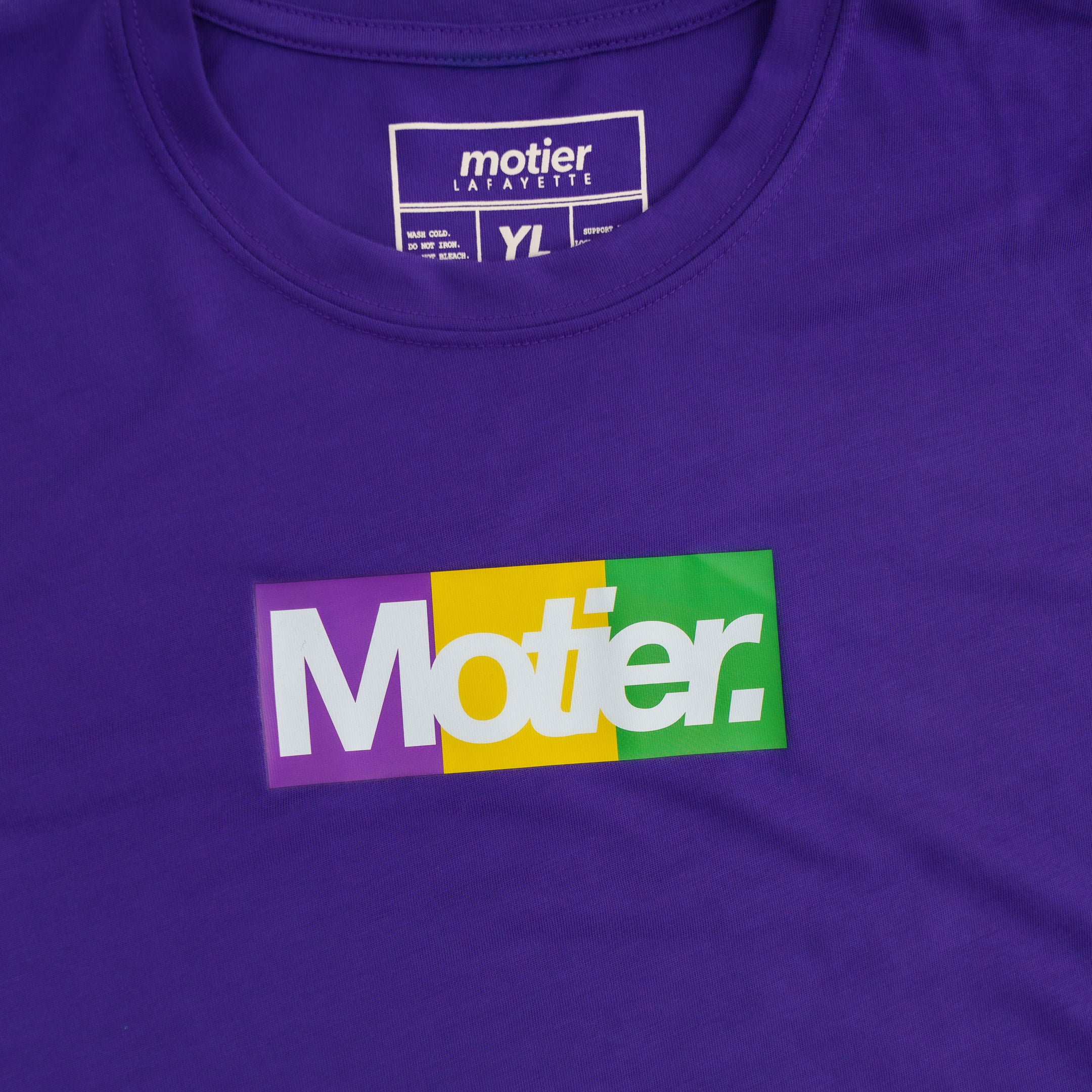 The Youth Krewe De Motier Box Logo Active Tee (Purple) - Motier Lafayette 