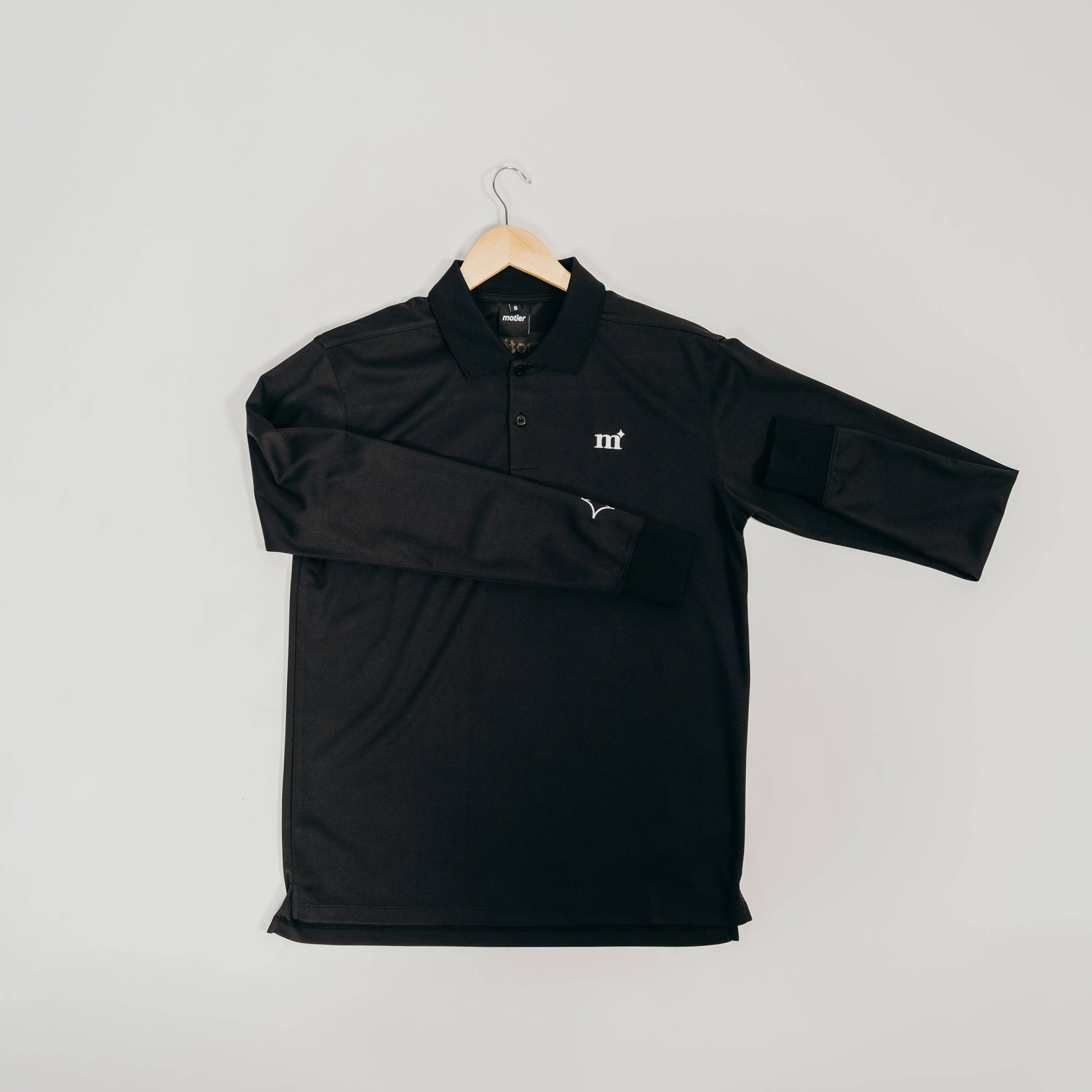 The Interlock L/S Polo (Black) - Motier Lafayette 