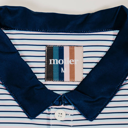 The Motier Fine Stripe Polo (Navy/Lt. Blue/Blush)