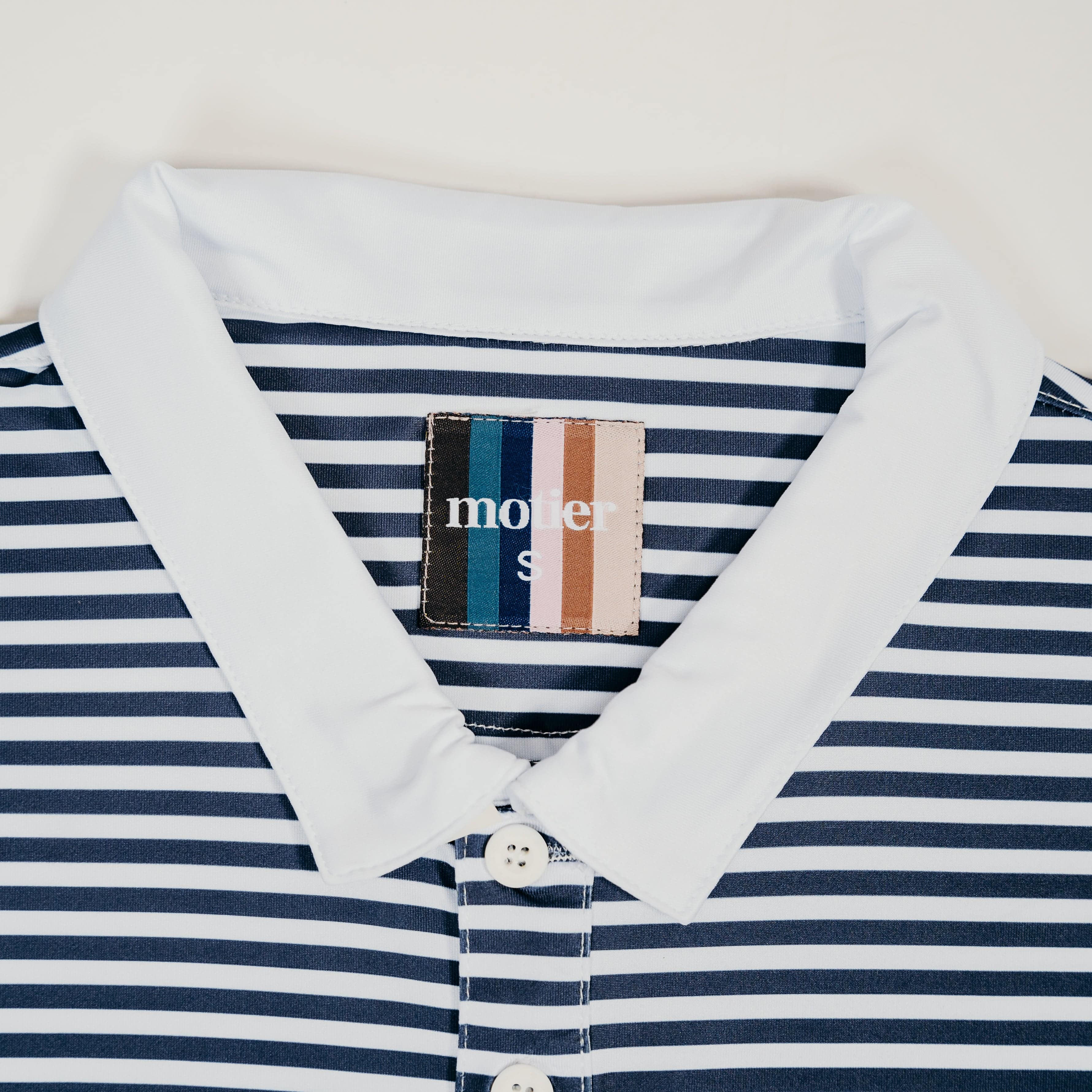 The Motier Fine Stripe Polo (White/Navy) - Motier Lafayette 