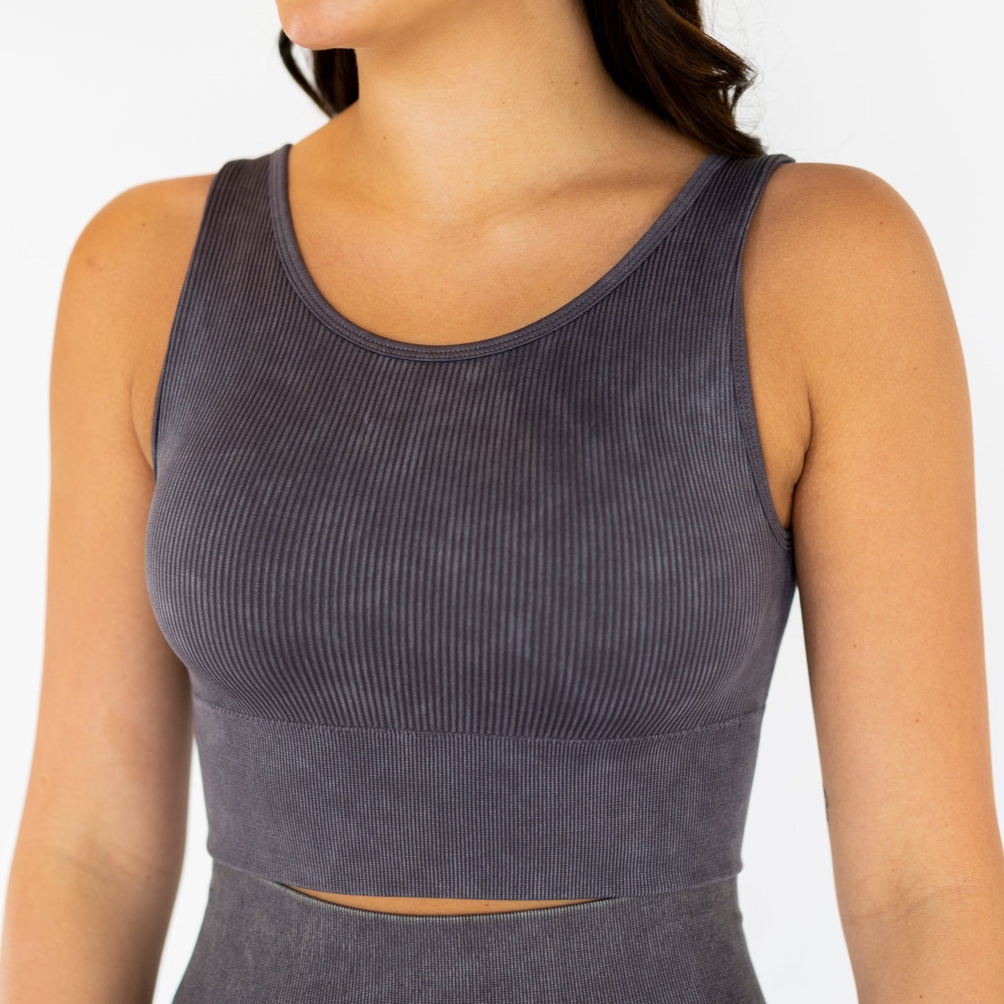 Motier Women Ribbed Cut-Out Seamless Top (Arcane)