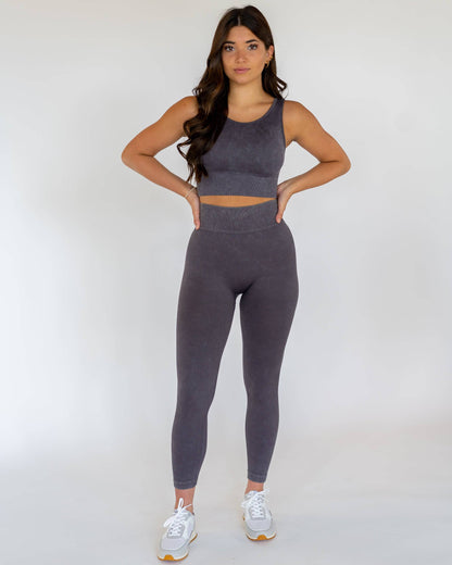 Motier Women Ribbed Seamless Leggings (Arcane)