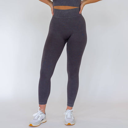 Motier Women Ribbed Seamless Leggings (Arcane)
