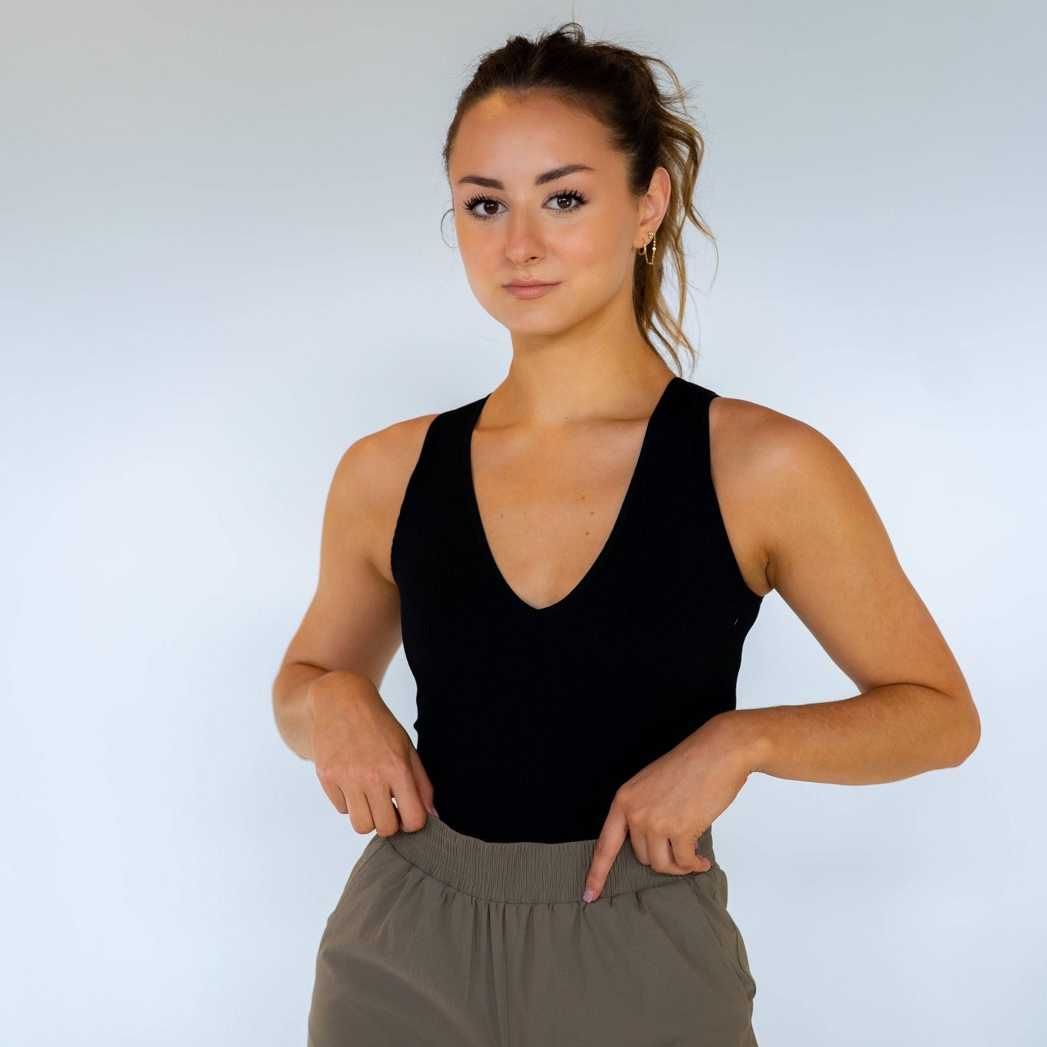 Motier Women STC Patch Ribbed Seamless Bodysuit (Black) - Motier Lafayette 