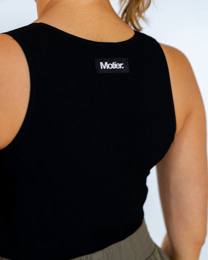 Motier Women STC Patch Ribbed Seamless Bodysuit (Black)