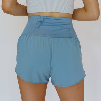 Highwaist Active Split Shorts (Sky Blue)