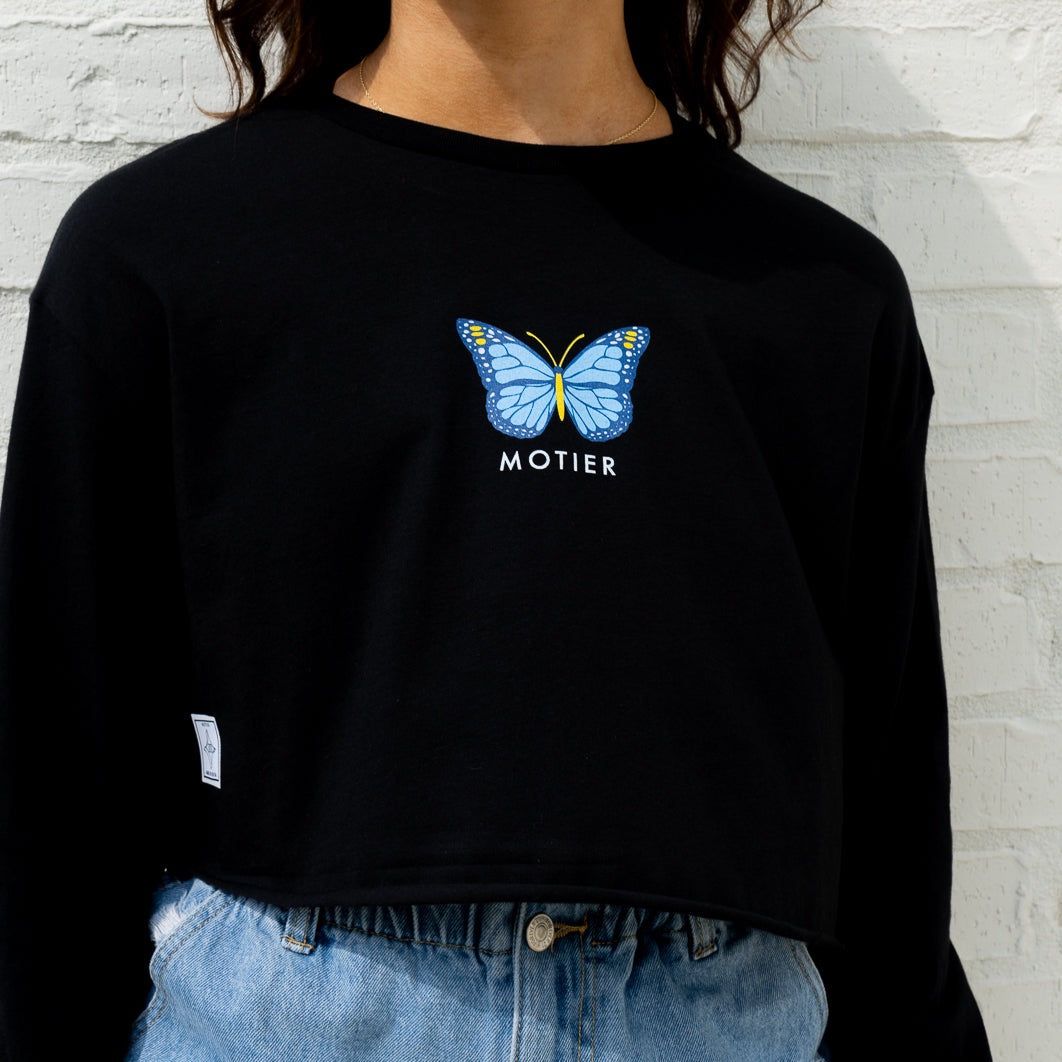 Butterfly Crop L/S (Black)