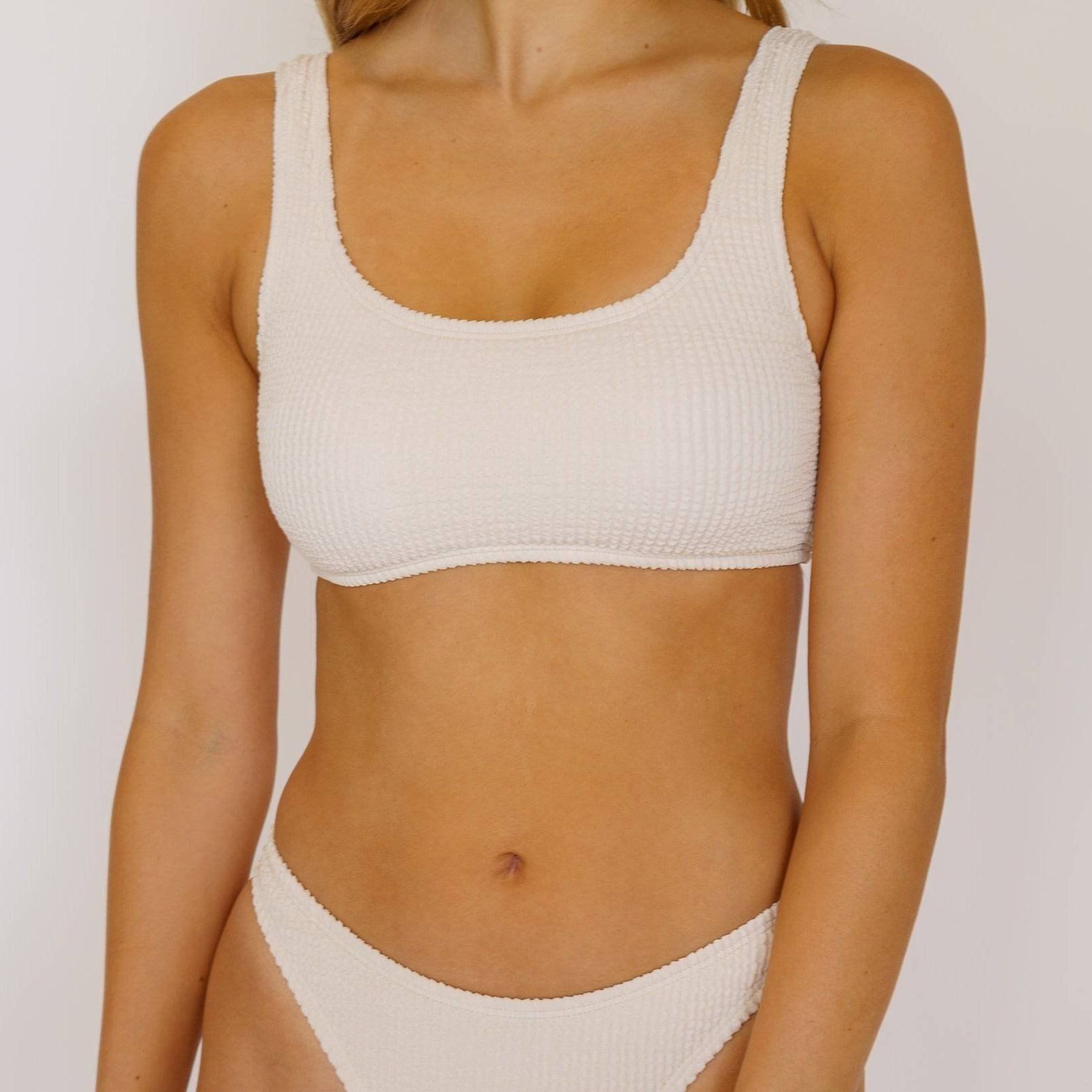 The Elizabeth Swimsuit Top (Sand) - Motier Lafayette 