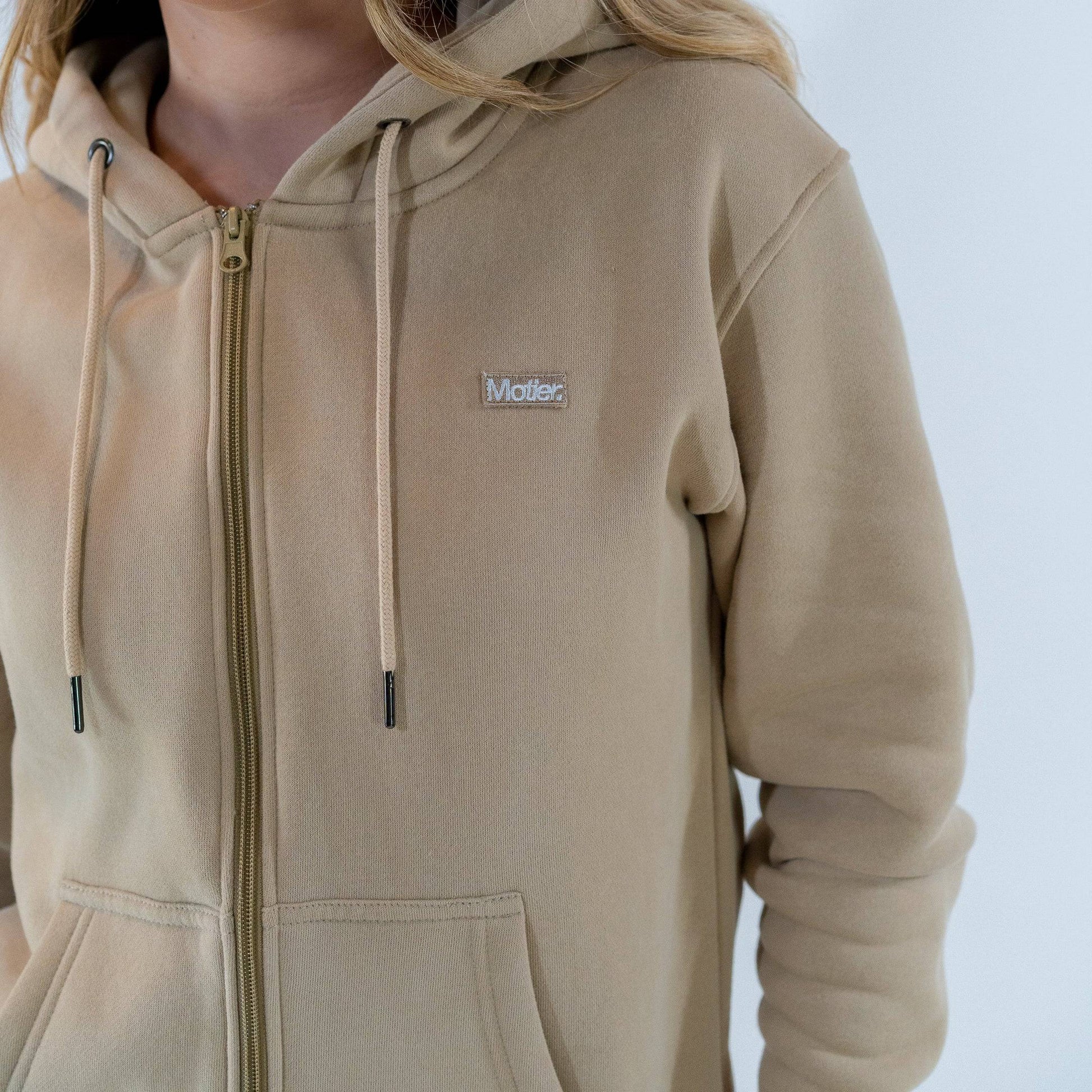 The Frances Full-Zip Hoodie (Dark Beige) - Motier Lafayette 