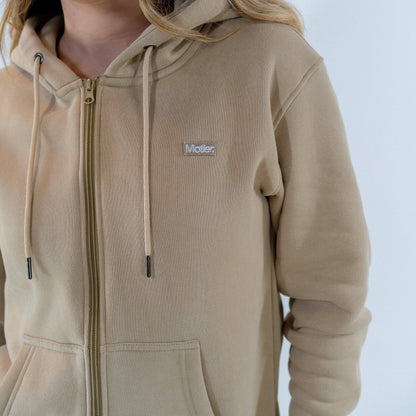 The Frances Full-Zip Hoodie (Dark Beige) - Motier Lafayette 