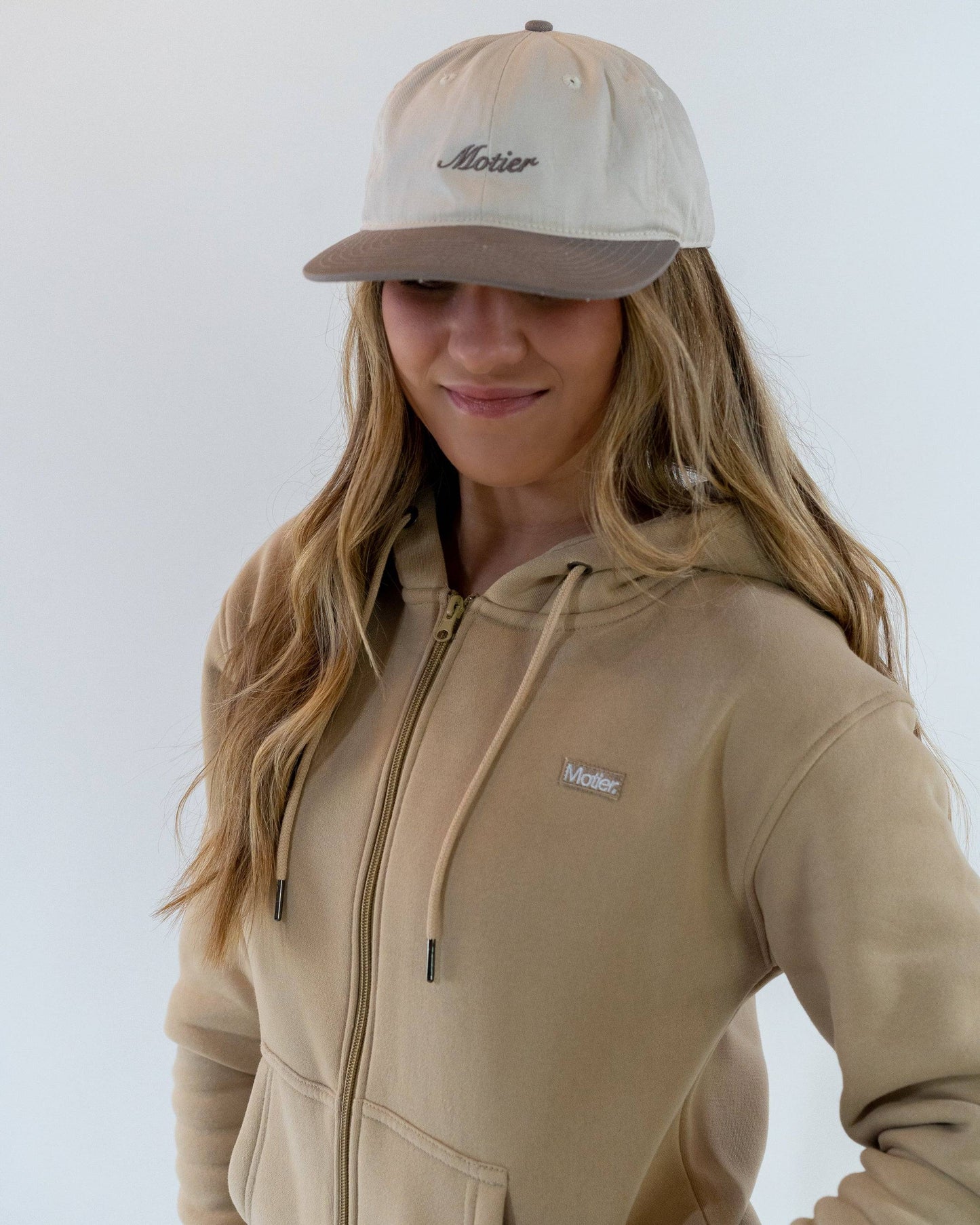 The Frances Full-Zip Hoodie (Dark Beige) - Motier Lafayette 