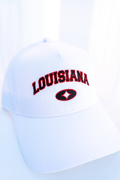 Louisiana Retro Snapback (White/Red)