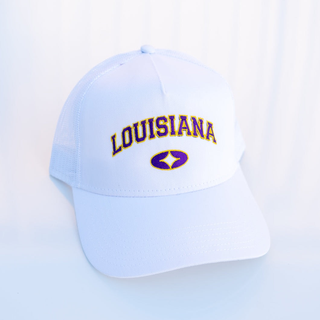 Louisiana Retro Snapback (White/Purple)
