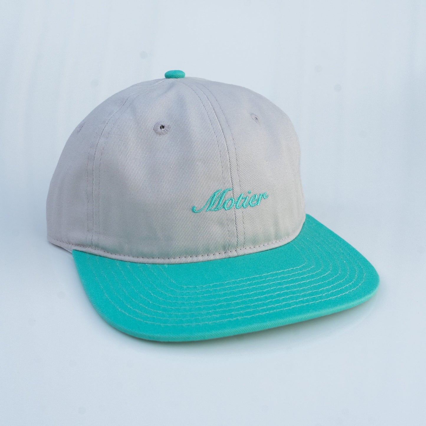 Two-Tone Script 6-Panel (Grey/Teal)