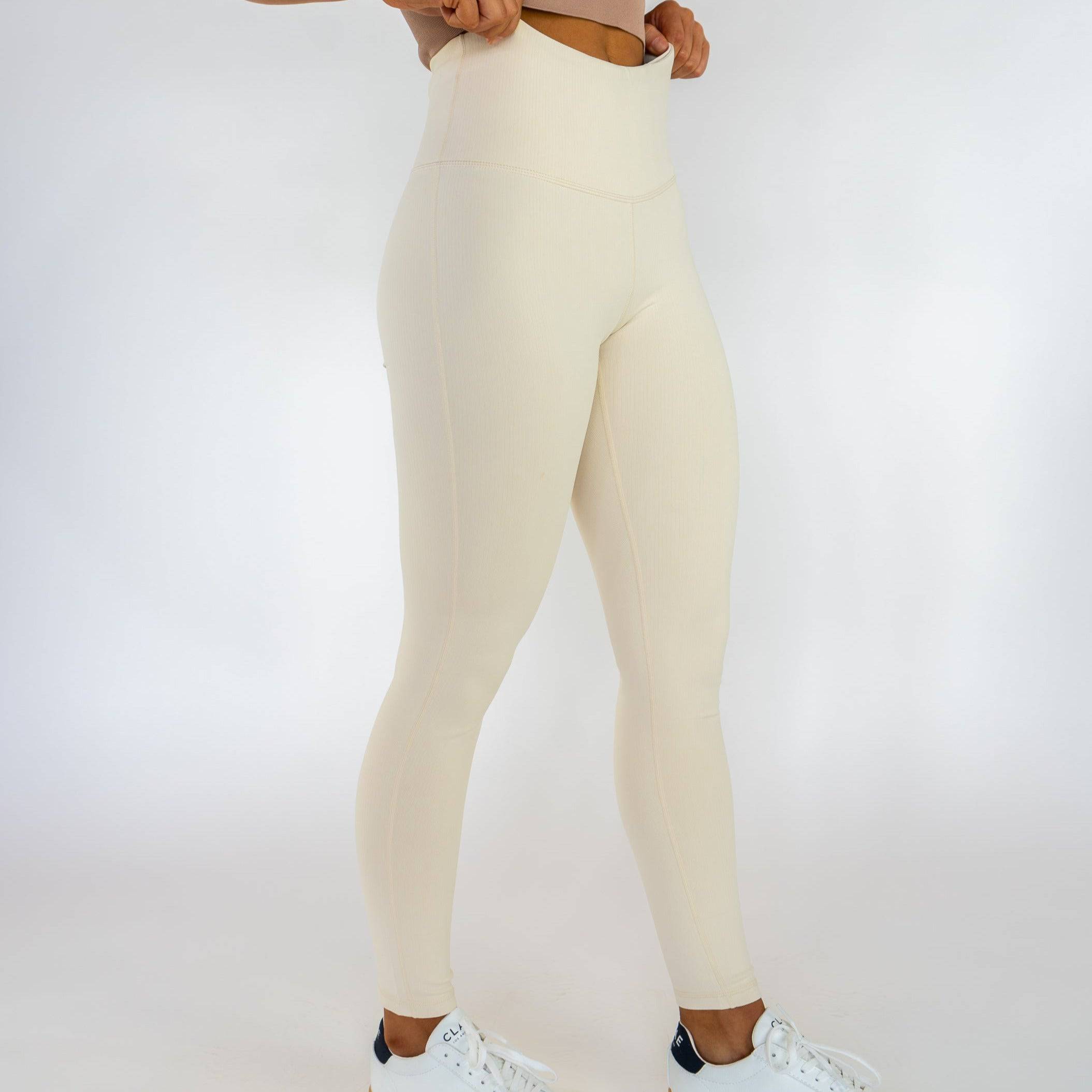 Jacquard Highwaist Leggings (Natural) - Motier Lafayette 