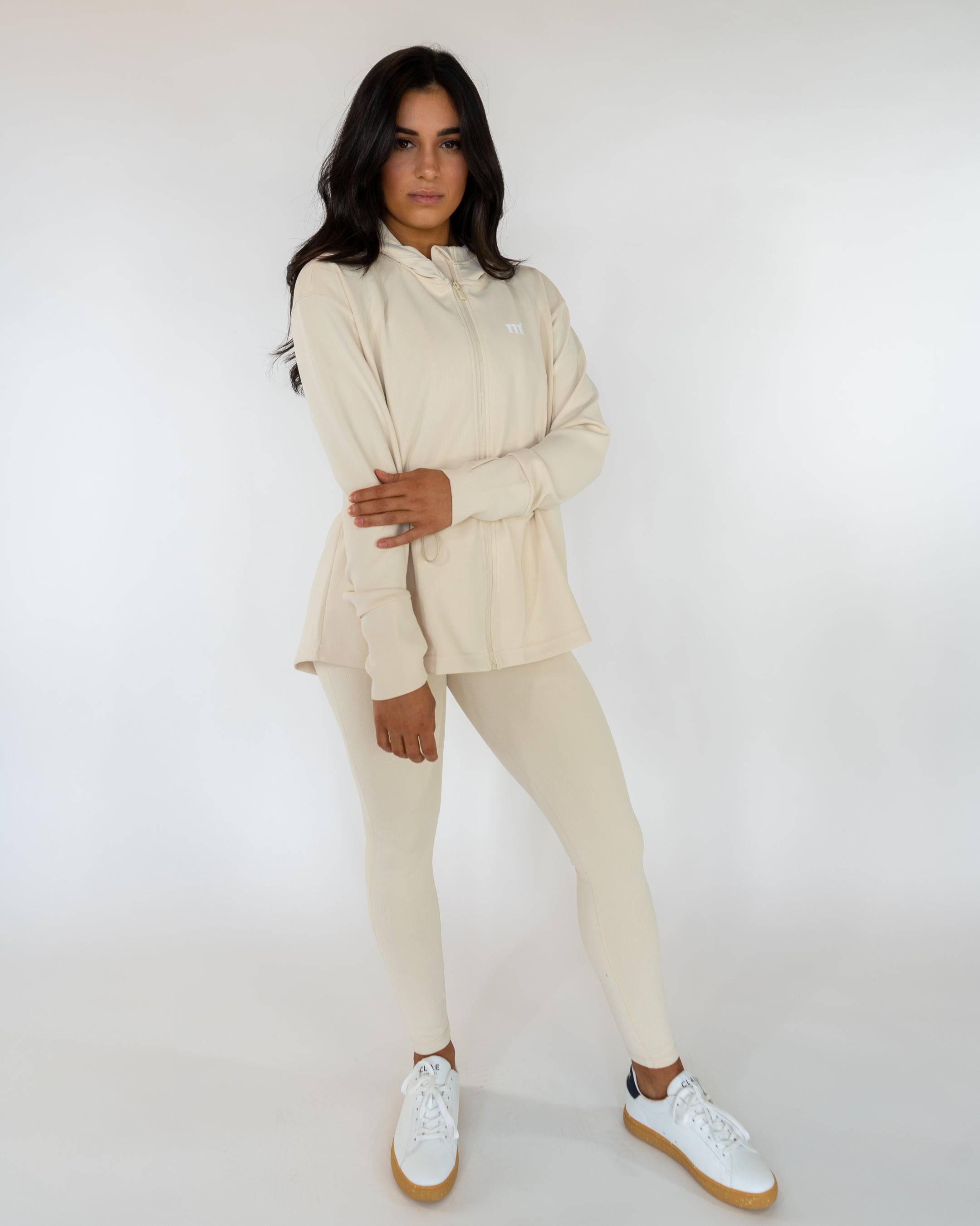 Jacquard Highwaist Leggings (Natural) - Motier Lafayette 