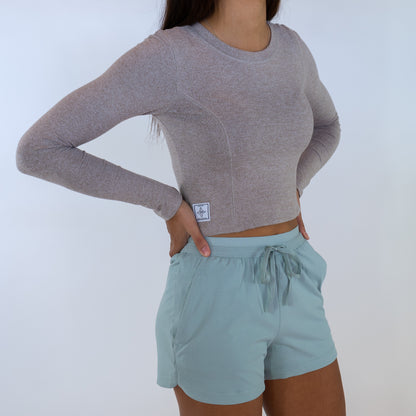 Textured Knit Active Shorts (Grey)