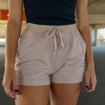 Textured Knit Active Shorts (Stone)