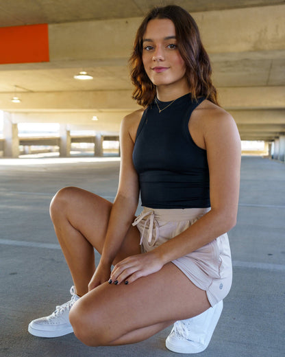 Textured Knit Active Shorts (Stone)