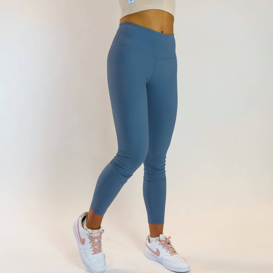 Micro-Ribbed Lycra Leggings (Dusty Blue)