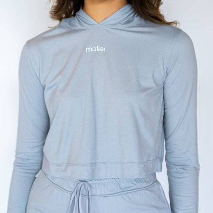 Motier Women Nyx Cropped Hoodie Pullover (Grey)