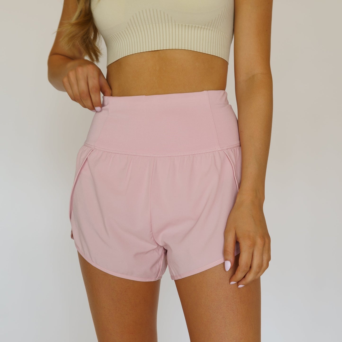 Highwaist Active Split Shorts (Light Pink)