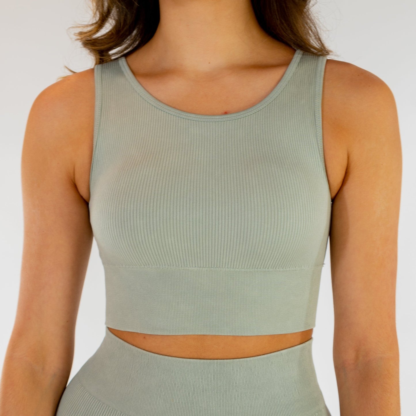 Motier Women Ribbed Cut-Out Seamless Top (Pure Grey)