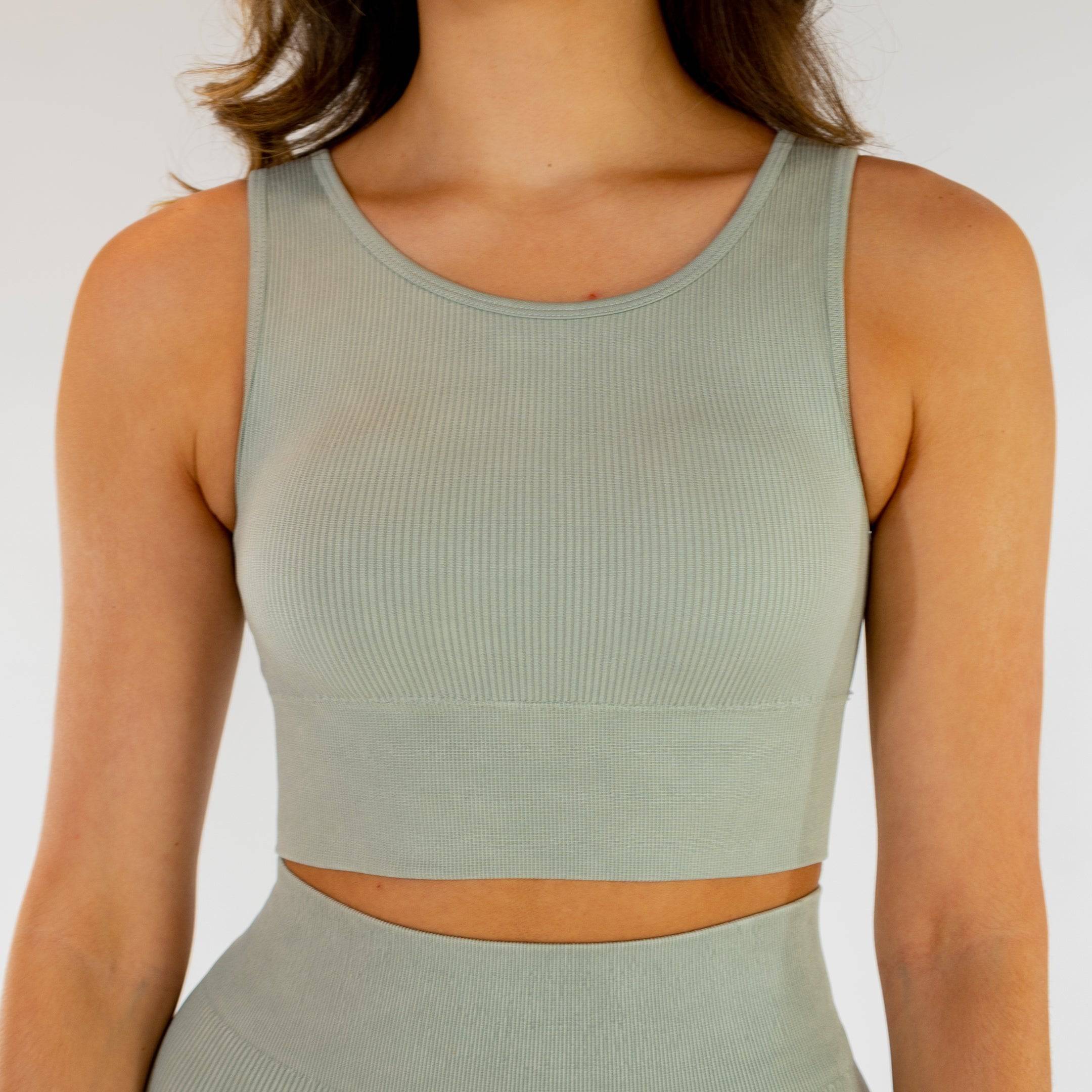 Motier Women Ribbed Cut-Out Seamless Top (Pure Grey) - Motier Lafayette 