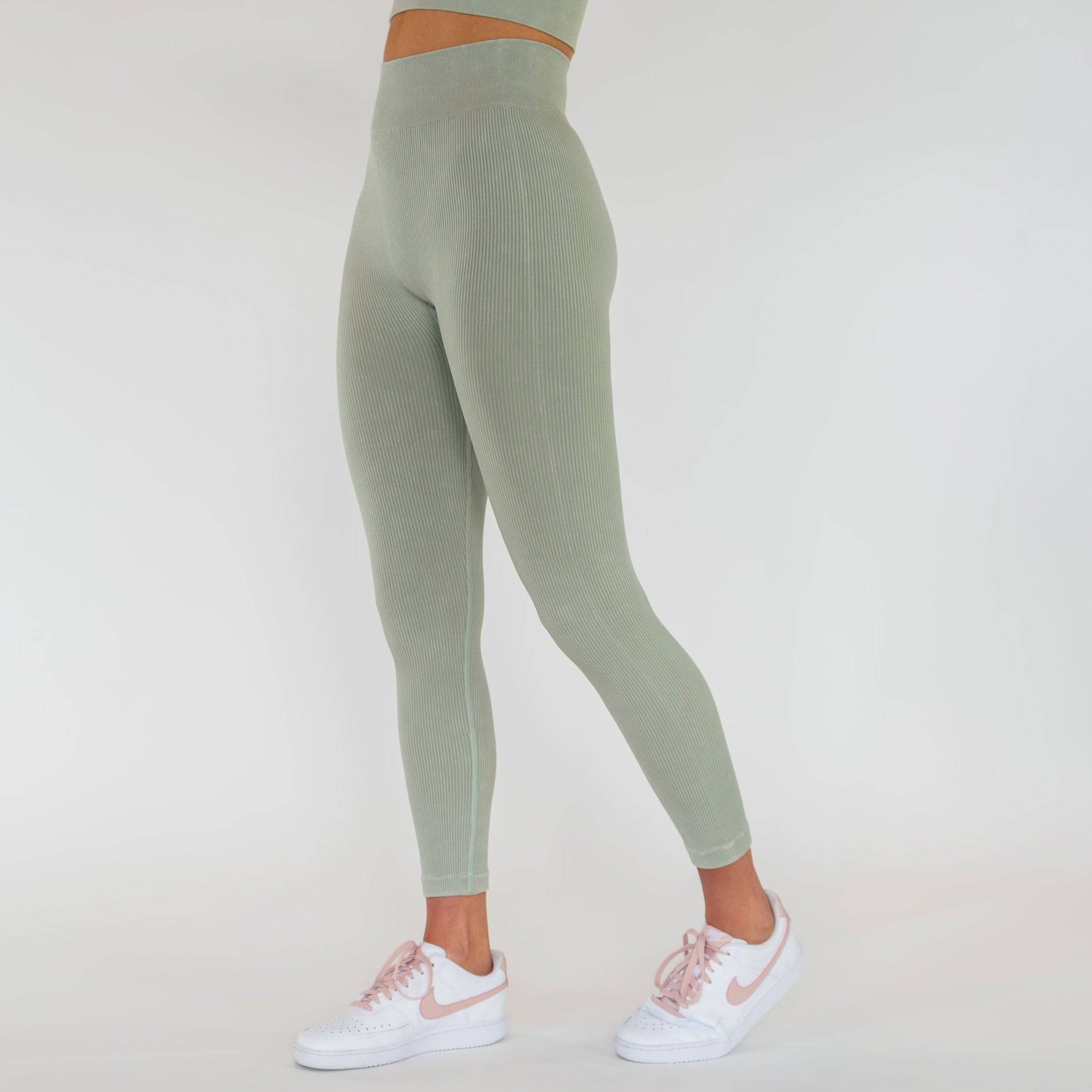 Motier Women Ribbed Seamless Leggings (Pure Grey) - Motier Lafayette 