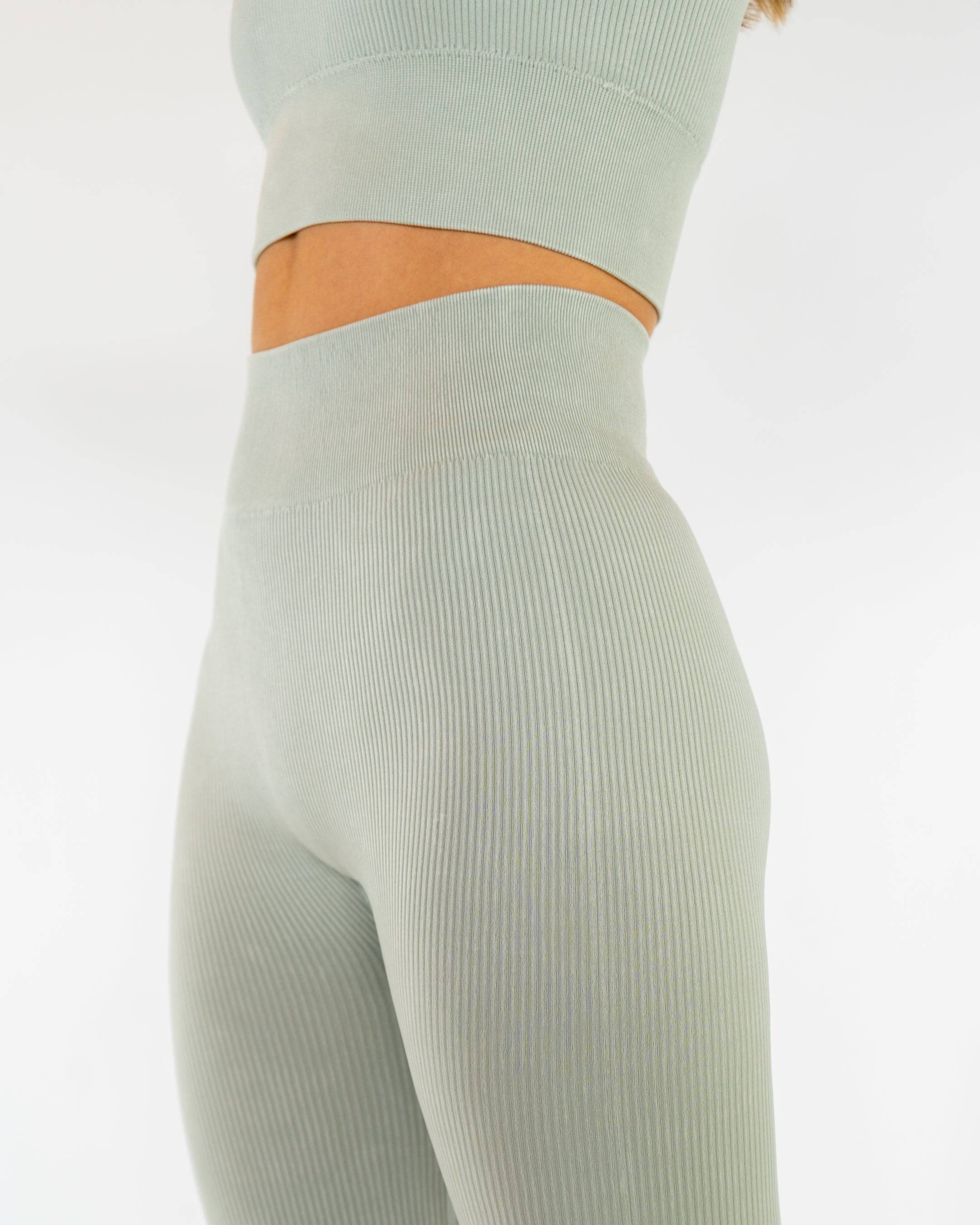 Motier Women Ribbed Seamless Leggings (Pure Grey) - Motier Lafayette 