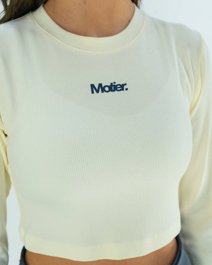 Motier Women STC Micro-Ribbed Performance L/S Active Top (Ivory)