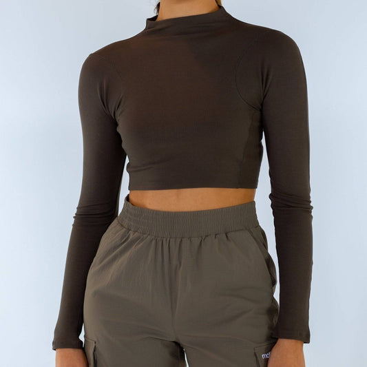 Motier Women Ribbed Performance L/S Crop (Olive)