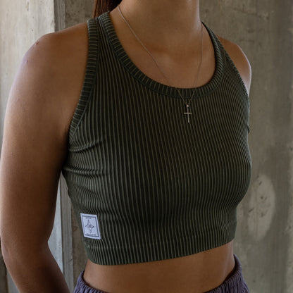 Ribbed Over-Dyed Tank (Olive)