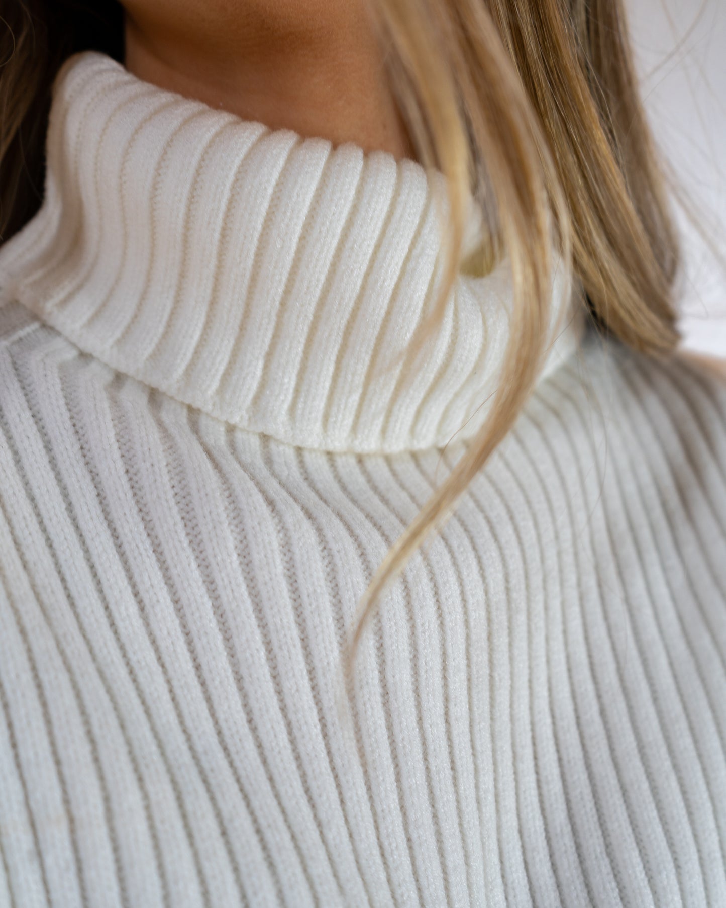 Ribbed Turtleneck Sweater (Ivory)