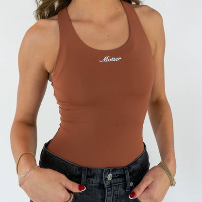 Script Racerback Bodysuit (Rust)