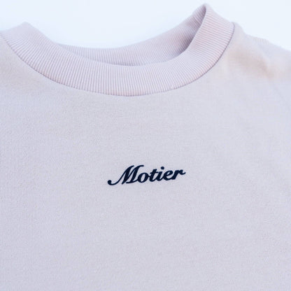 Script Cropped Crewneck (Beige)