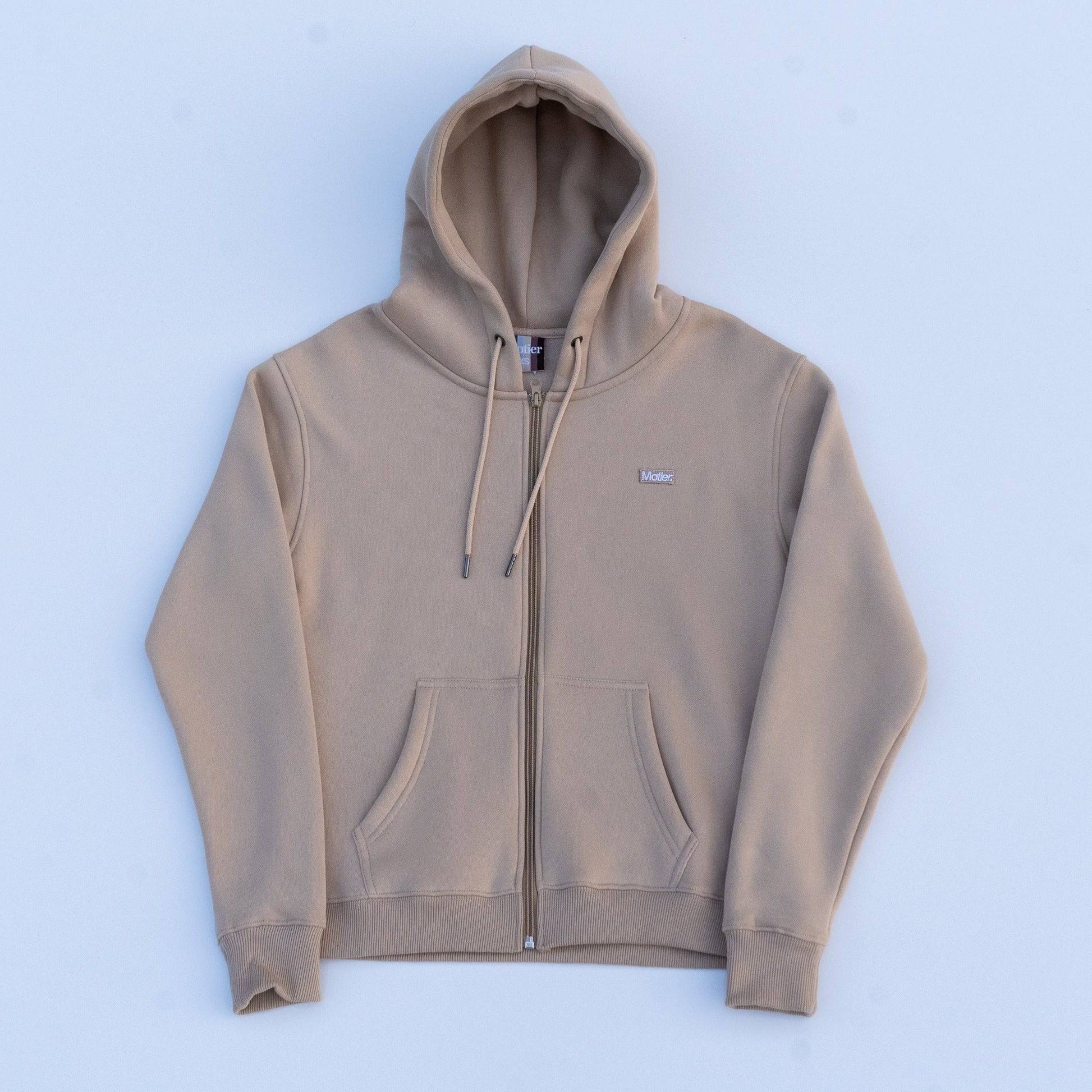 The Frances Full-Zip Hoodie (Dark Beige) - Motier Lafayette 