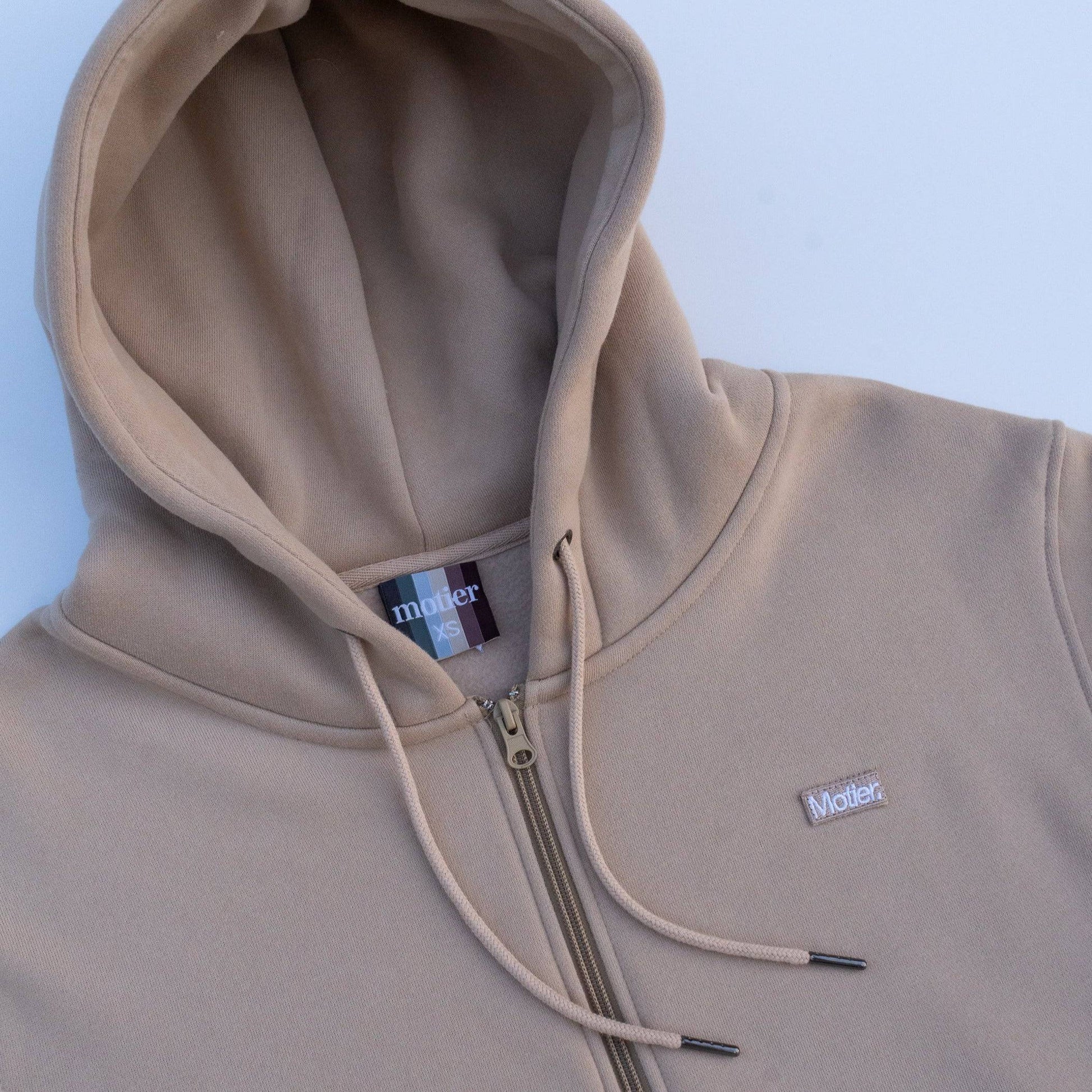The Frances Full-Zip Hoodie (Dark Beige) - Motier Lafayette 