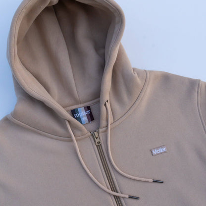 The Frances Full-Zip Hoodie (Dark Beige) - Motier Lafayette 
