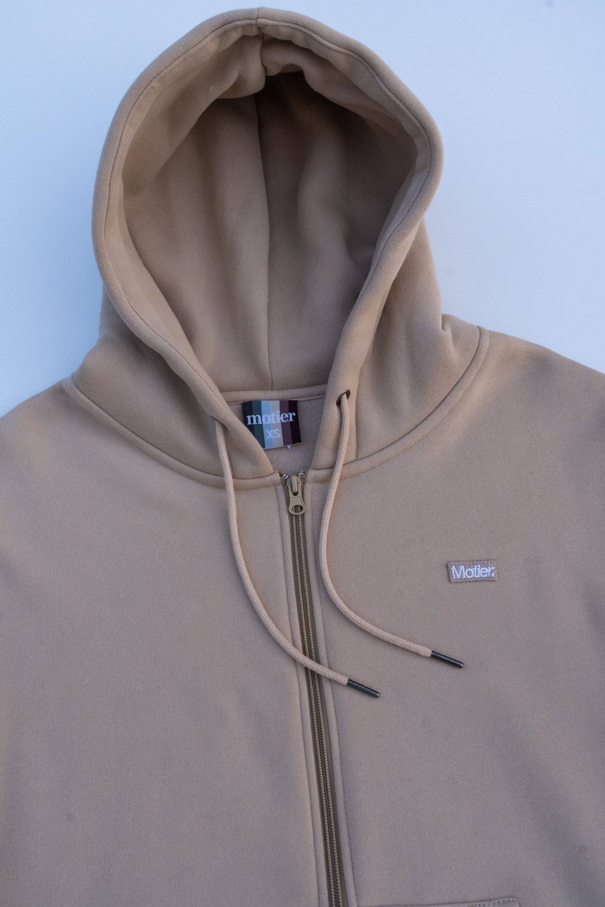 The Frances Full-Zip Hoodie (Dark Beige) - Motier Lafayette 