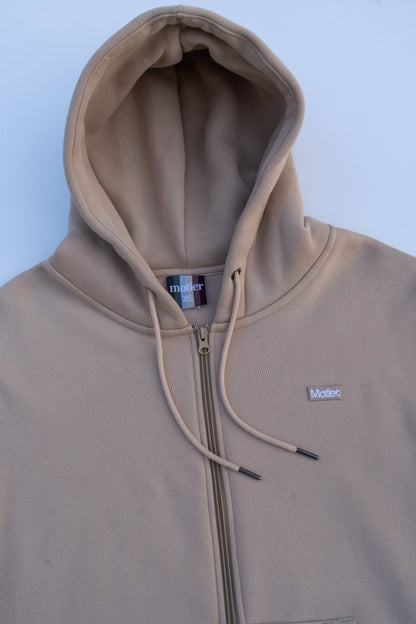 The Frances Full-Zip Hoodie (Dark Beige) - Motier Lafayette 